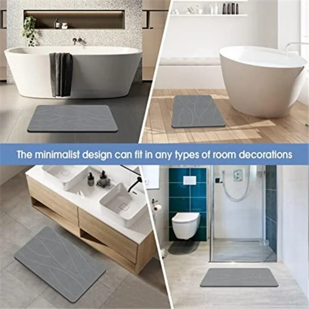 Stone Bath Mat Diatomaceous Earth Quick Dry Non Slip Absorbent Bathroom Mat